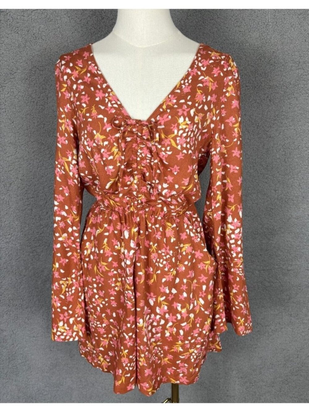Roxy Women's Spirit Awakes Floral Print Long Sleeve Romper XS Multicolor NWOTs - Picture 1 of 8